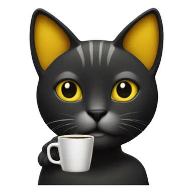 Cat drink to  coffee, Cat black and yellow cape sticker