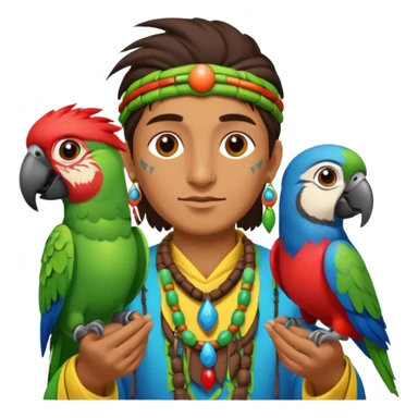 shaman hold a pet parrot sticker