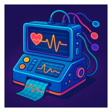 a modern polygraph machine, futuristic look, glowing elements, advanced technology, vibrant toon style sticker