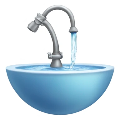 Water flowing from a faucet and a bowl sticker