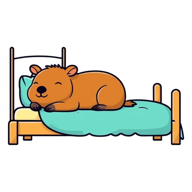 Adorable capybara sleeping in bed  sticker