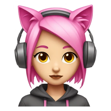 pink-techno-catgirl sad sticker
