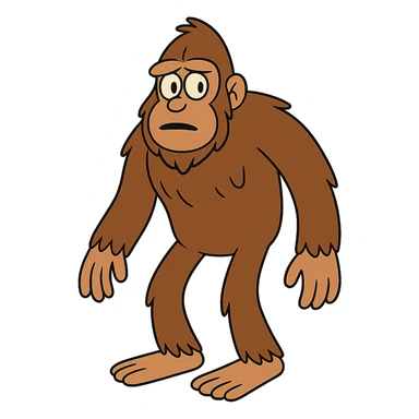 bigfoot, mysterious forest creature, cartoon style sticker