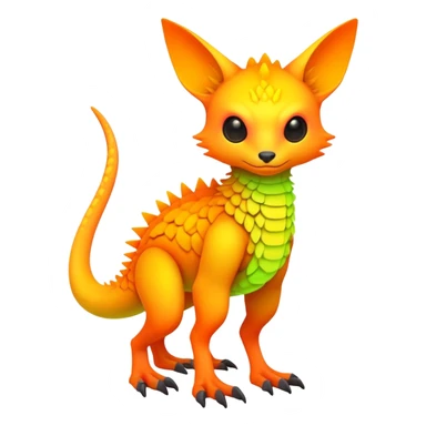 futuristic lush warm-colored neon-colored Fakémon-Trico-creature (full body) sticker