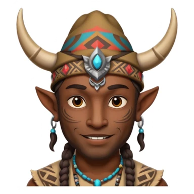 Man with horned hat — tribal tattoos, smirk. sticker