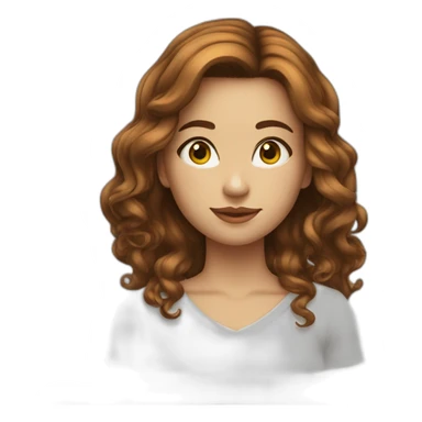 Fille cheveux mi longs bruns yeux verts sticker