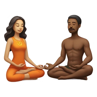 Man and woman couple with 7 chakra symbols meditating sticker