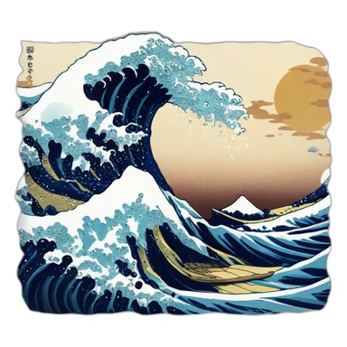 Hokusai wave in the style of Disney sticker
