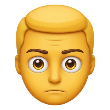 yellow emoji, furrowed brow, focused and serious look sticker