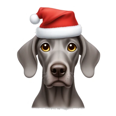 Weimaraner with a christmas hat sticker
