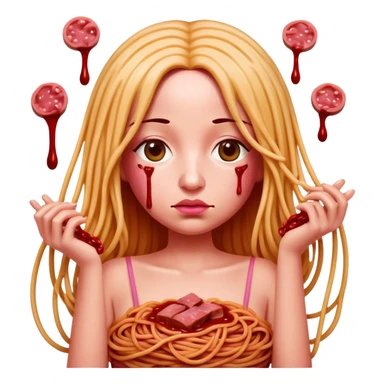  SPAM meat melted pink dripping sauce spaghetti dress piggy monalisa portrait sticker