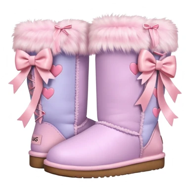 Cute pastel furry UGGS with bows and heart accessories  sticker