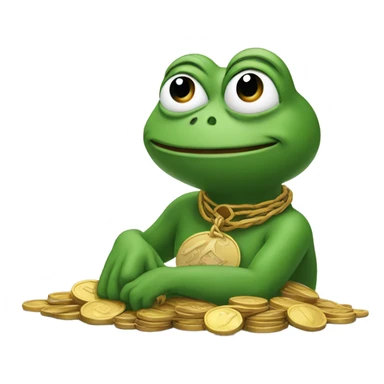 a Pepe sits under a tree of coins sticker