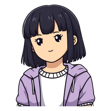 anime girl with black bangs sticker