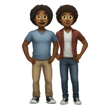 Two friends is standing left and right and down side wrote ak and hv sticker