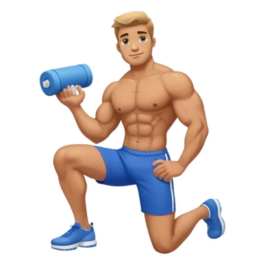 buff guy blue shorts rolling on foam-roller sticker