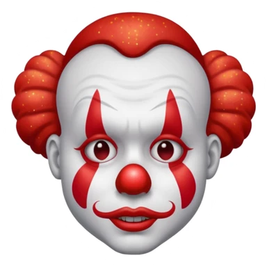 red glitter clown with the sad facial expression sticker