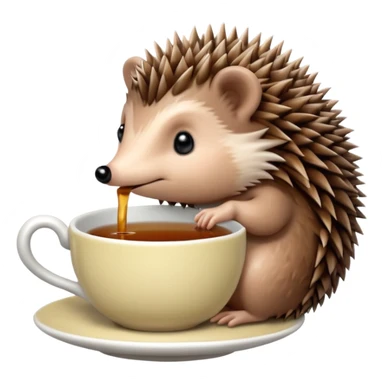 Hedgehog sipping tea sticker