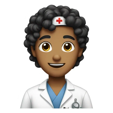 Tan boy with curly black hair vet nurse sticker