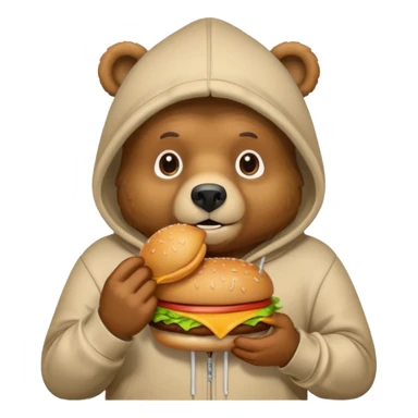 bear with hamburger wearing hoodie sticker