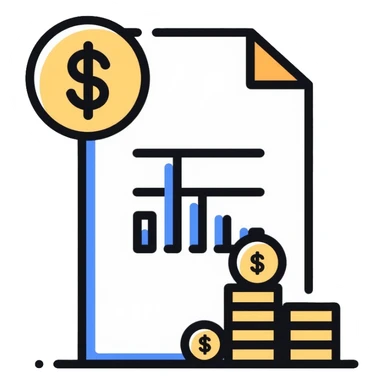 expense tracking app with dollar sign, charts, and coin stack sticker