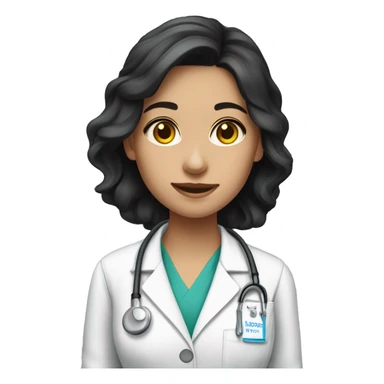 Medical student girl with dark hair and “Günay” name tag. sticker