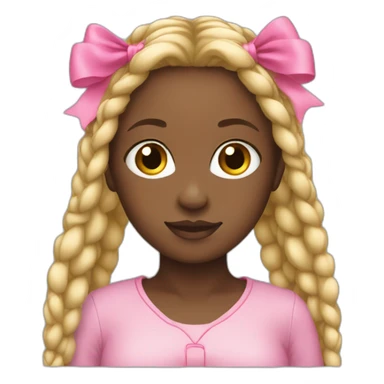 black girl with pink bow in her long blonde braids emoji sticker