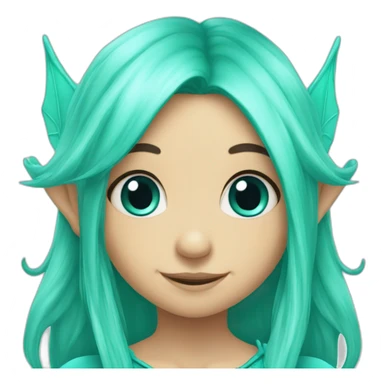 cute turquoise elf fairy with long hair sticker