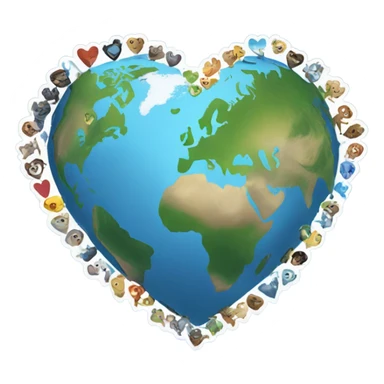 heart shaped earth sticker