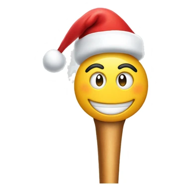 smiling emoji with santa's hat and christmas baton sticker