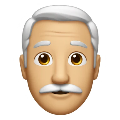 happy men 60 years, brown eyes, brown air, mustache sticker