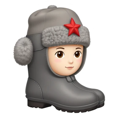 A cute traditional Russian felt boot (valenok) wearing a traditional Russian ushanka hat sticker