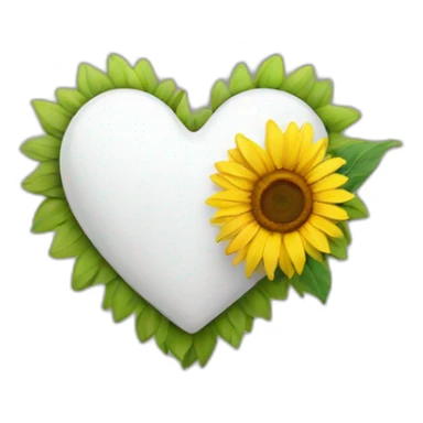 White heart with sunflower sticker