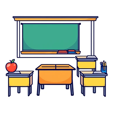 classroom with teacher and students sticker