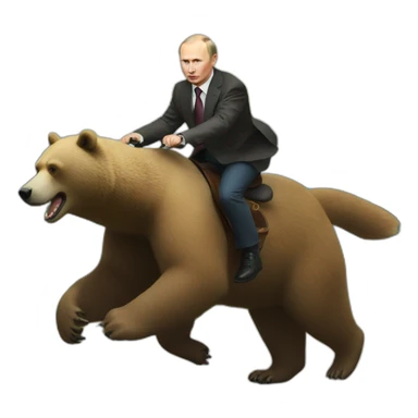 Miniature putin rides a bear sticker