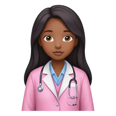 Black girl with long  hair is a scientist with pink lab coat sticker