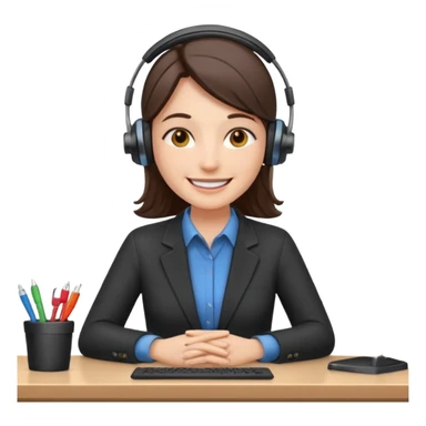 happy employee sitting at a desk sticker