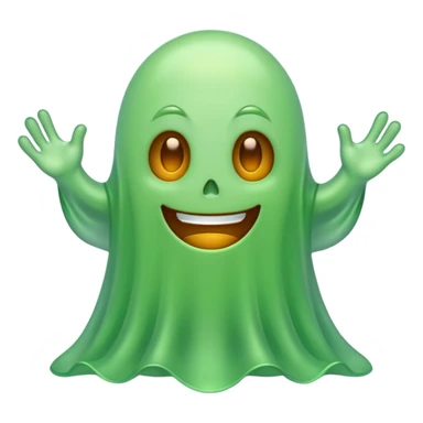cartoon green ghost with a wavy bottom sticker