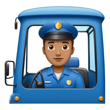 bus driver driving a blue bus sticker