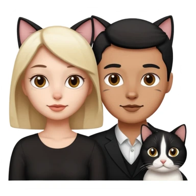 Casal com gato preto com branco sticker