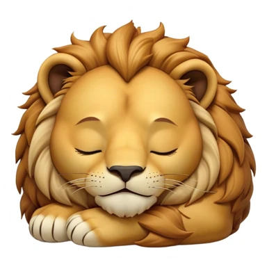 Meme-Worthy Cute Sleeping Lion Portrait Emoji, Head resting peacefully with a contented smile, showcasing a robust build and a luxuriously soft tawny Fur with a flowing mane, eyes shut in a serene, restful nap, Simplified yet hilariously adorable features, highly detailed, glowing with a soft, drowsy light, high shine, relaxed and utterly lovable, stylized with an air of playful laziness, bright and heartwarming, soft glowing outline, capturing the essence of a comically sleepy lion, so meme-worthy it feels like it could instantly become the next viral sensation of adorable slumber! sticker