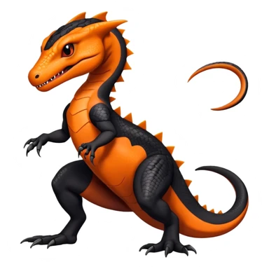 Black an Orange Salandit-Salazzle-Draco-Drakeon-Tyrunt-Fakémon-creature-hybrid sticker