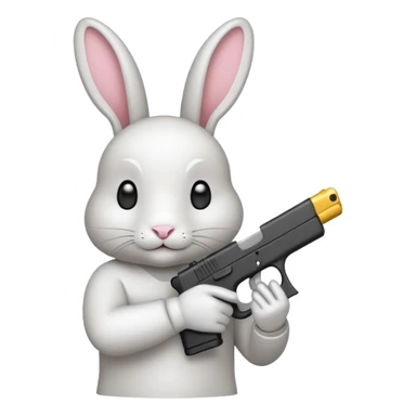 Crea un emoji de un conejo sosteniendo una glok realista de iPhone  sticker