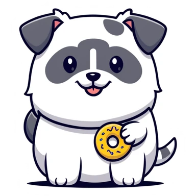 dog holding a donut sticker