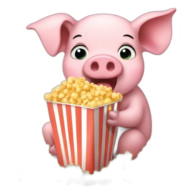 Pig eating popcorn sticker