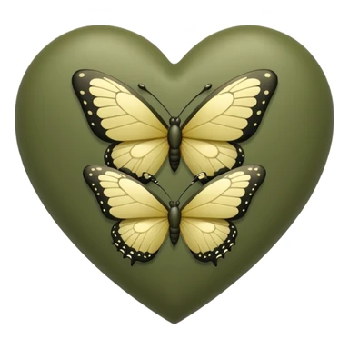 Khaki green heart with butterflies  sticker