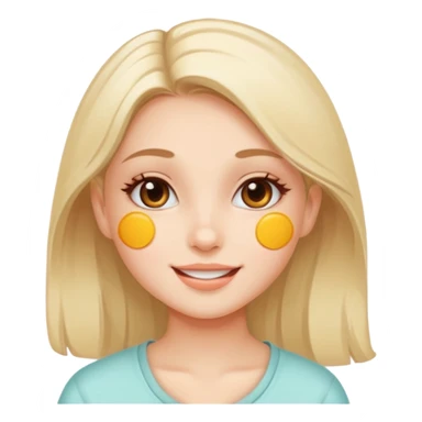 An aesthetic girl with a clean face and delicate shades advertises a sticker pack cosmetics with emotions of happiness sticker