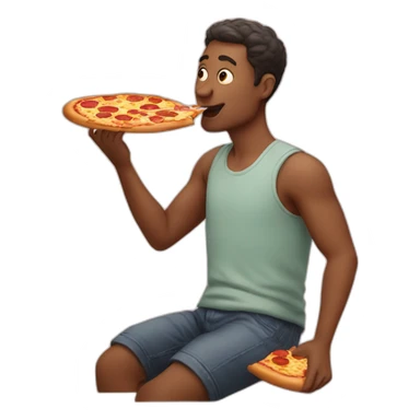 man eating pizza sticker