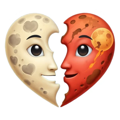 moon and mars heart sticker