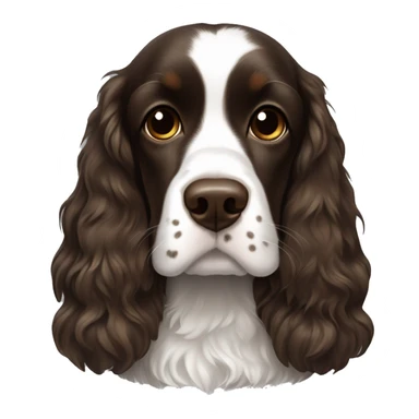 Dark brown Cocker spaniel with white patch and white brunette girl sticker